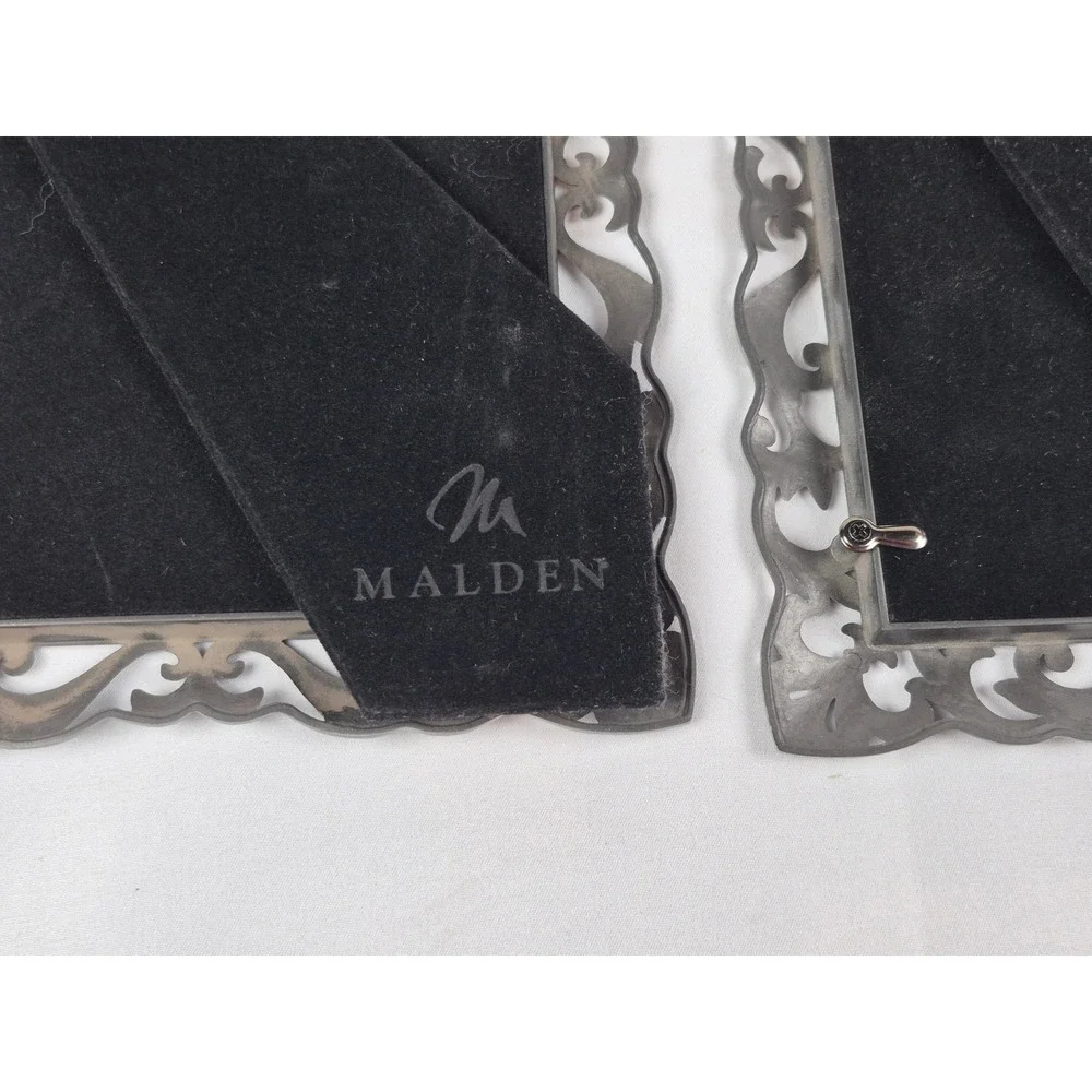 Malden Set Of 2 Silver Pewter Tone Cast Metal Fleur De Lis 5x7 Picture Frames